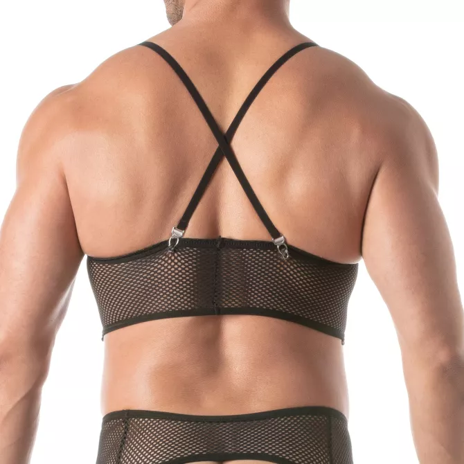 Circuit Fishnet Bustier Black For Men From Back