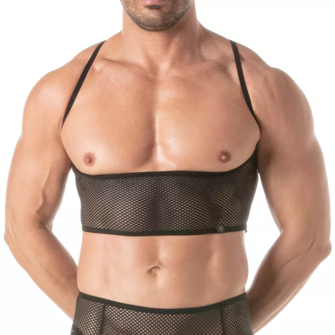 Circuit Fishnet Bustier Black For Men From Front