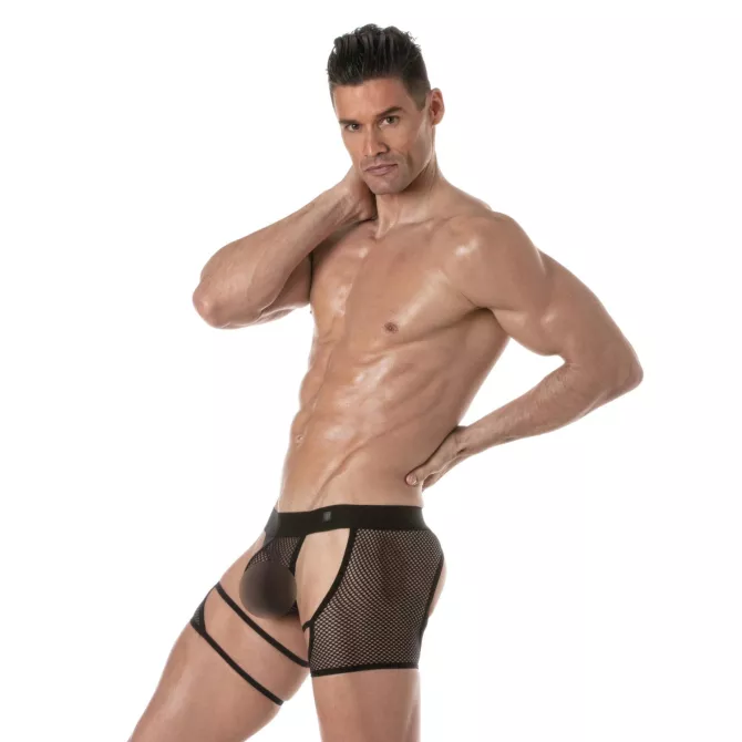 Circuit Fishnet Chaps Thong Black For Men Side