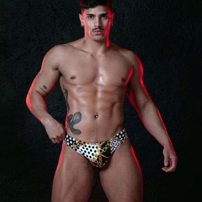 Baroque swim thong Black