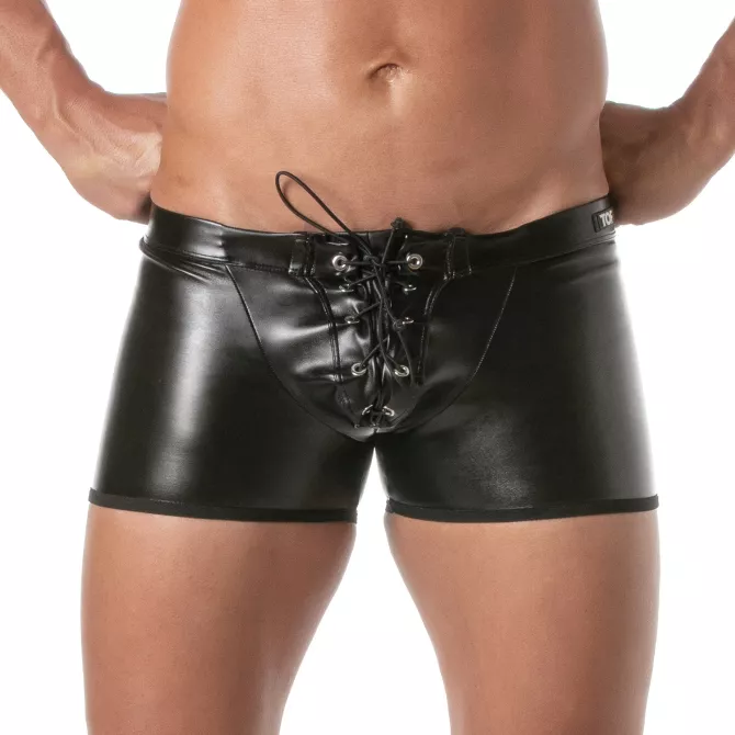 Boxer de Bondage Kinky - Sous-vêtement cuir homme | TOF Paris