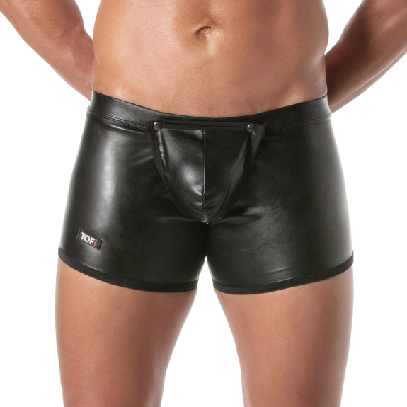Boxer Kinky Accès Facile en Cuir Noir pour Homme | TOF Paris