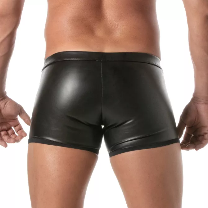 Boxer Kinky Accès Facile en Cuir Noir pour Homme | TOF Paris