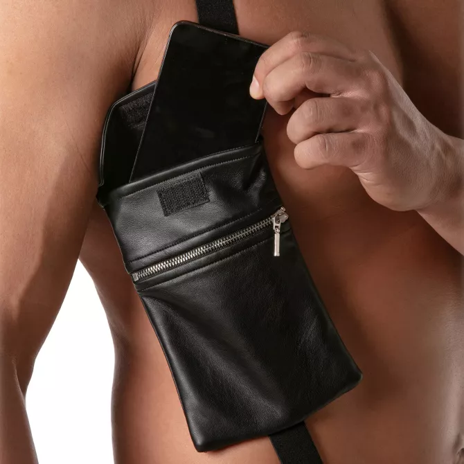 Harnais Kinky à poche élastique - Cuir homme | TOF Paris