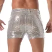 Glitter 5 Pockets Mid Thigh Shorts Silver