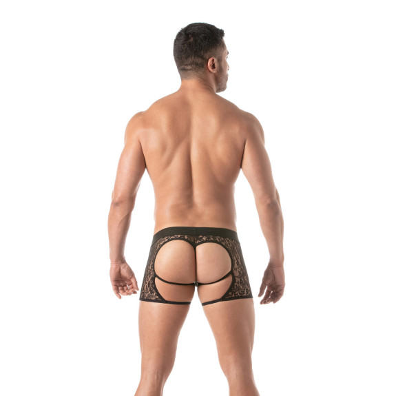 Men wearing a Lace Chaps Thong From Back