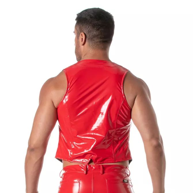 Gilet A Chaines Vinyl Rouge