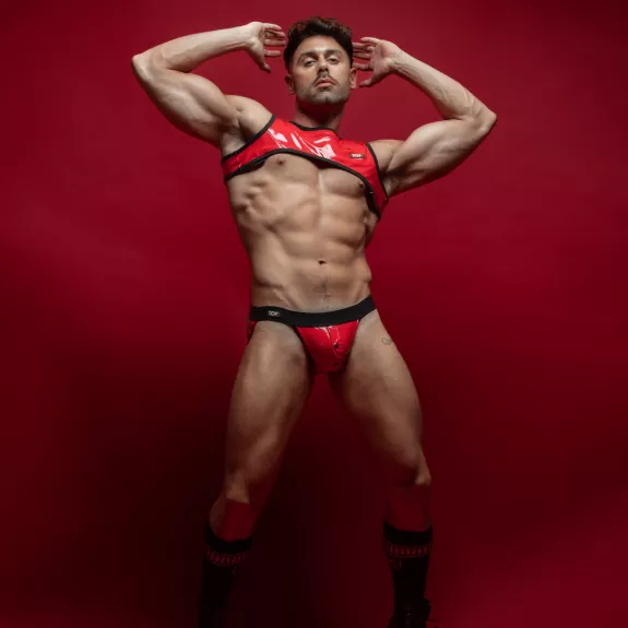 Vinyl Snap Jockstrap Red