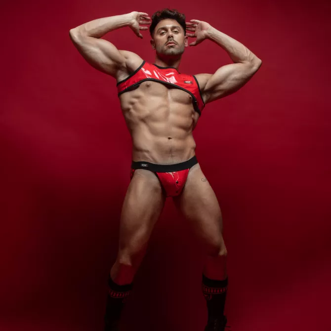 Vinyl Snap Jockstrap Red