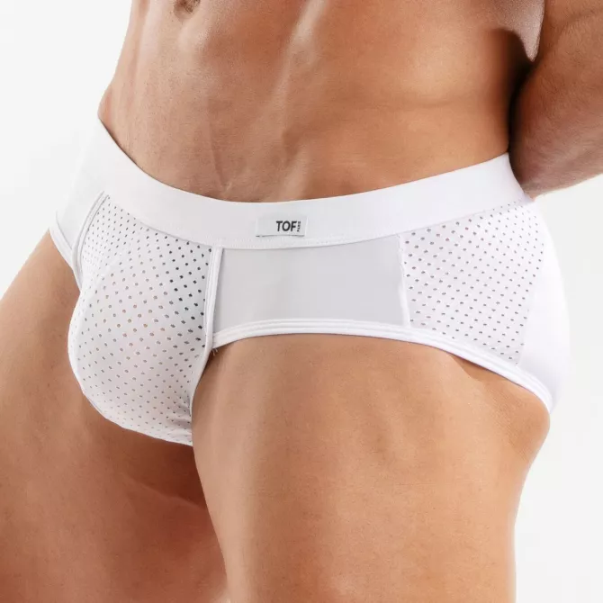 Slip Tentation en microfibre Blanc Vu De Profil