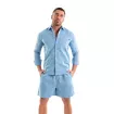 Chemise En Lin A Manches Longues Bleu