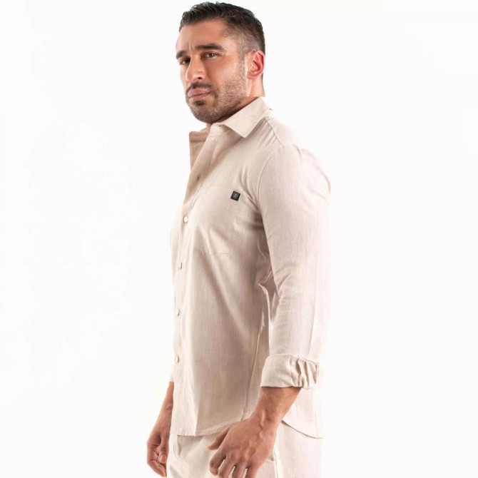 Linen Long Sleeve Shirt Beige