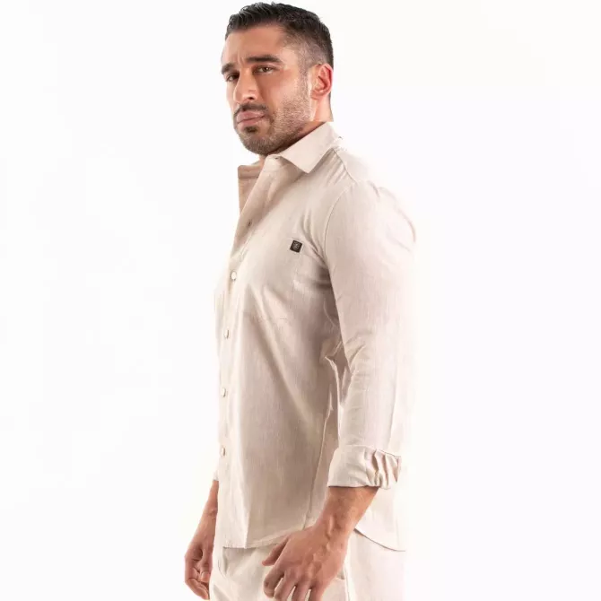 Linen Long Sleeve Shirt Beige