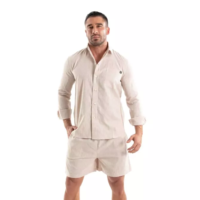 Linen Long Sleeve Shirt Beige