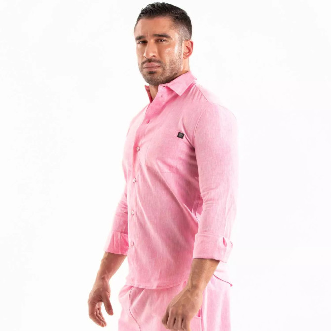 Chemise Lin Homme Rose - Élégance et Confort | TOF Paris