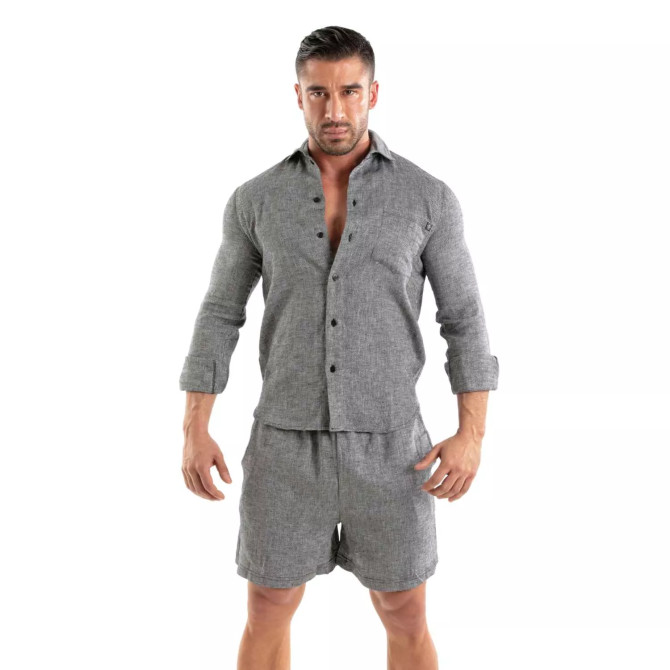 Linen Long Sleeve Shirt Grey