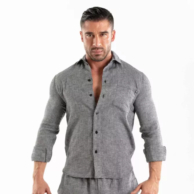Linen Long Sleeve Shirt Grey