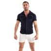 Chemise Tricotée En Velours Côtelé Bleu Marine