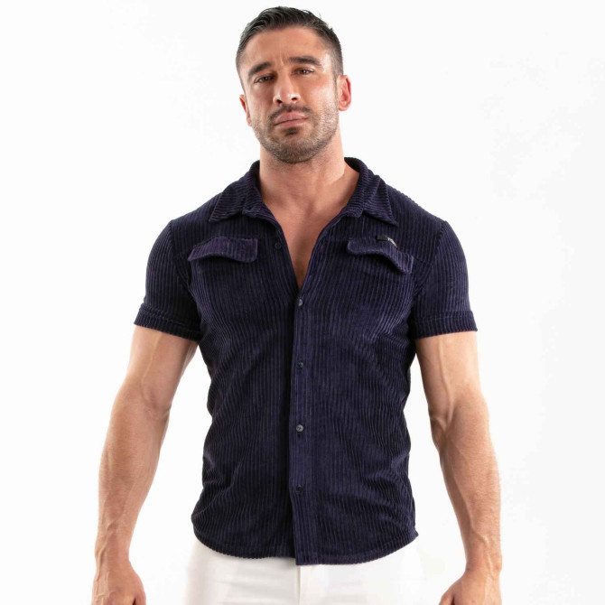 Knitted Corduroy Shirt Navy