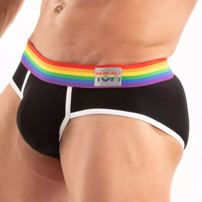 Pride Briefs Black with a Rainbow elastic band