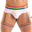 The Pride Briefs White With Rainbow Leg Harness
