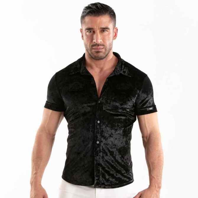 Crushed Velvet Shirt Black