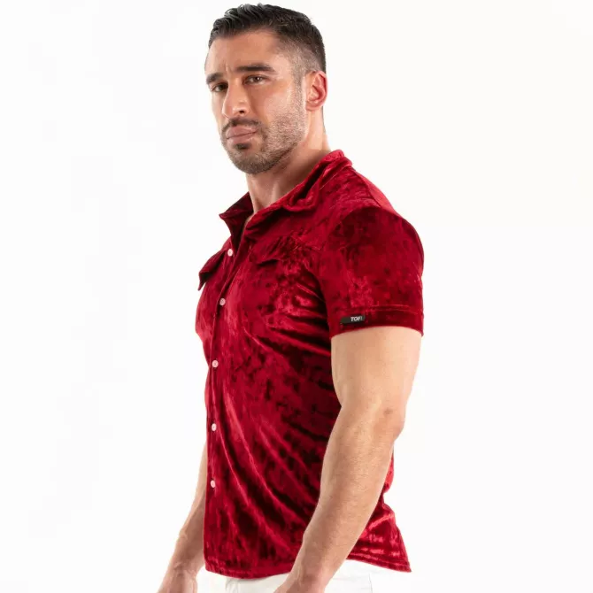 Crushed Velvet Shirt Red