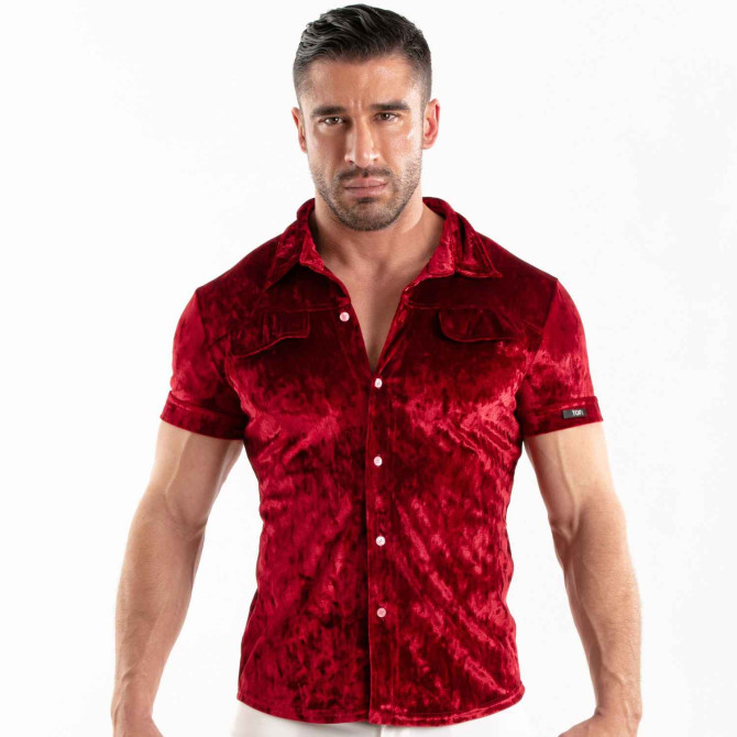 Crushed Velvet Shirt Red