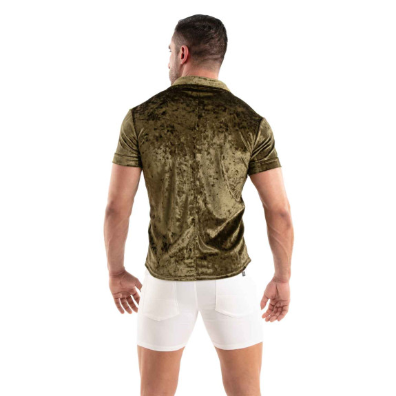 Chemise En Velours Froissé Kaki