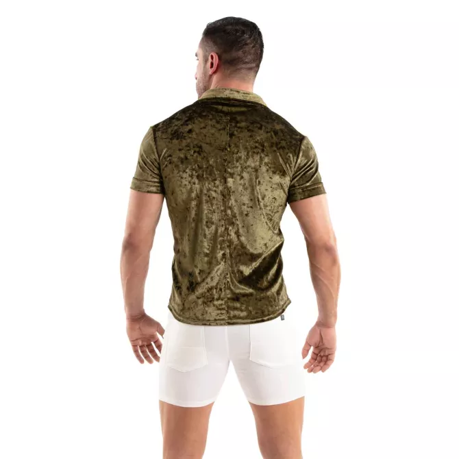 Crushed Velvet Shirt Khaki