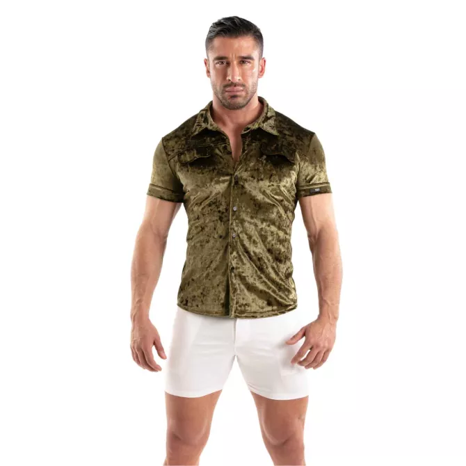 Crushed Velvet Shirt Khaki