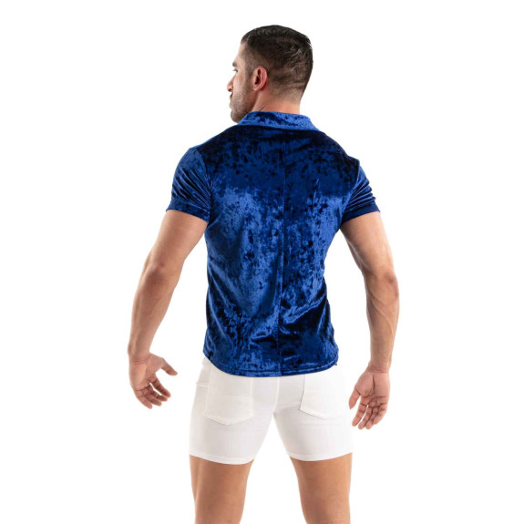 Chemise En Velours Froissé Bleu