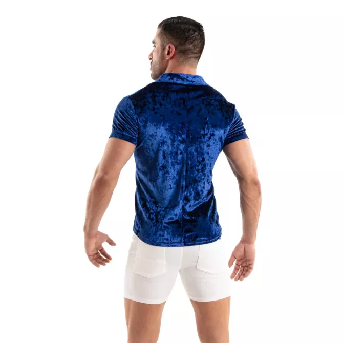 Chemise En Velours Froissé Bleu