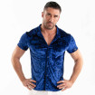 Chemise En Velours Froissé Bleu