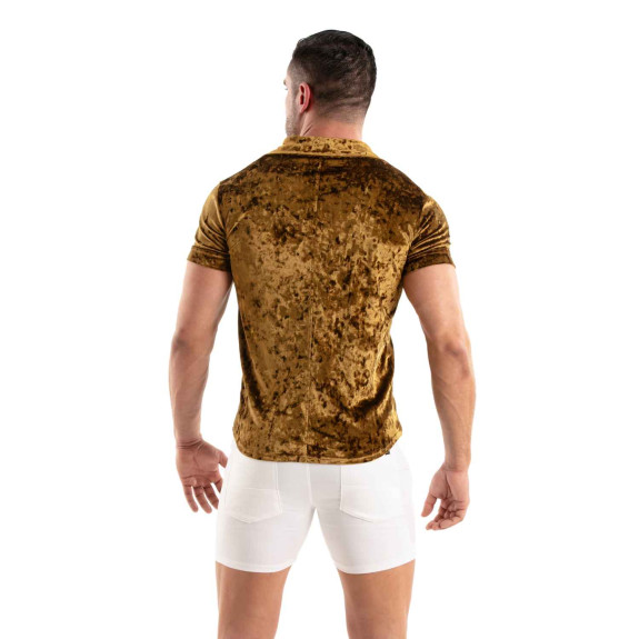 Chemise En Velours Froissé Or