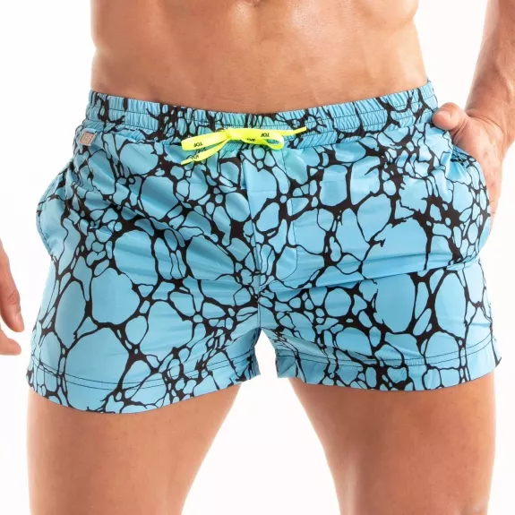Printed Mid Thigh Swim Short Blue
