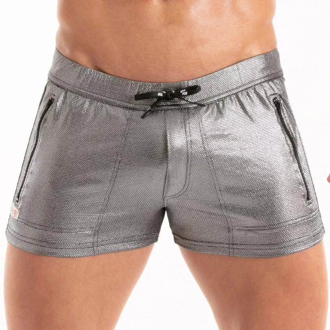 The New Metal Zipped Swim Short Silver