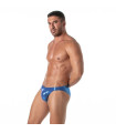 Homme Portant Un Mini Slip Fiesta Bleu Royal De Profil
