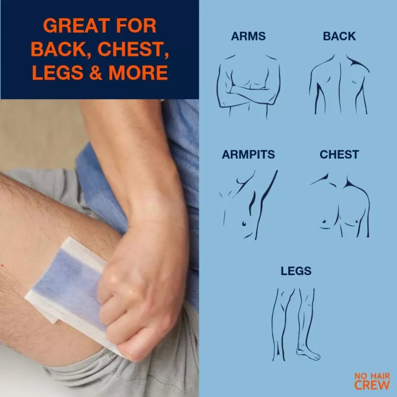 Body Wax Strips, 20 Strips & 4 Cleansing Wipes For men