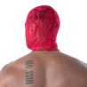 La nouvelle cagoule en dentelle fluide rouge de dos