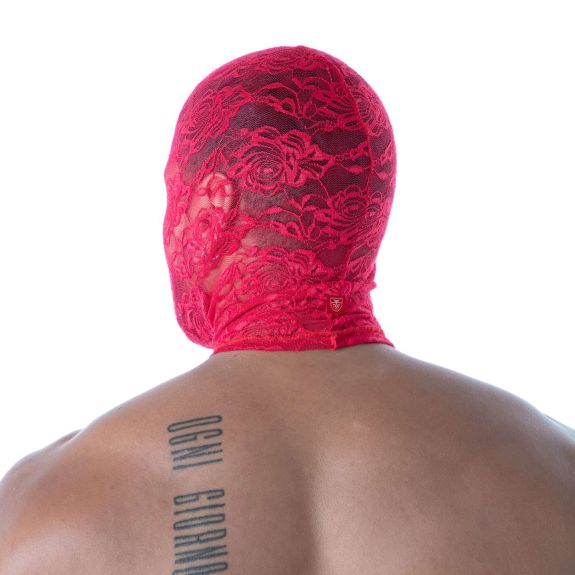 La Cagoule Bouche Ouverte en Dentelle Fluide Rouge de TOF Paris