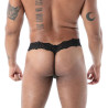 Le string ultra en dentelle fluide noire de dos