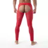 Legging ouvert en dentelle rouge de face de dos zomm produit