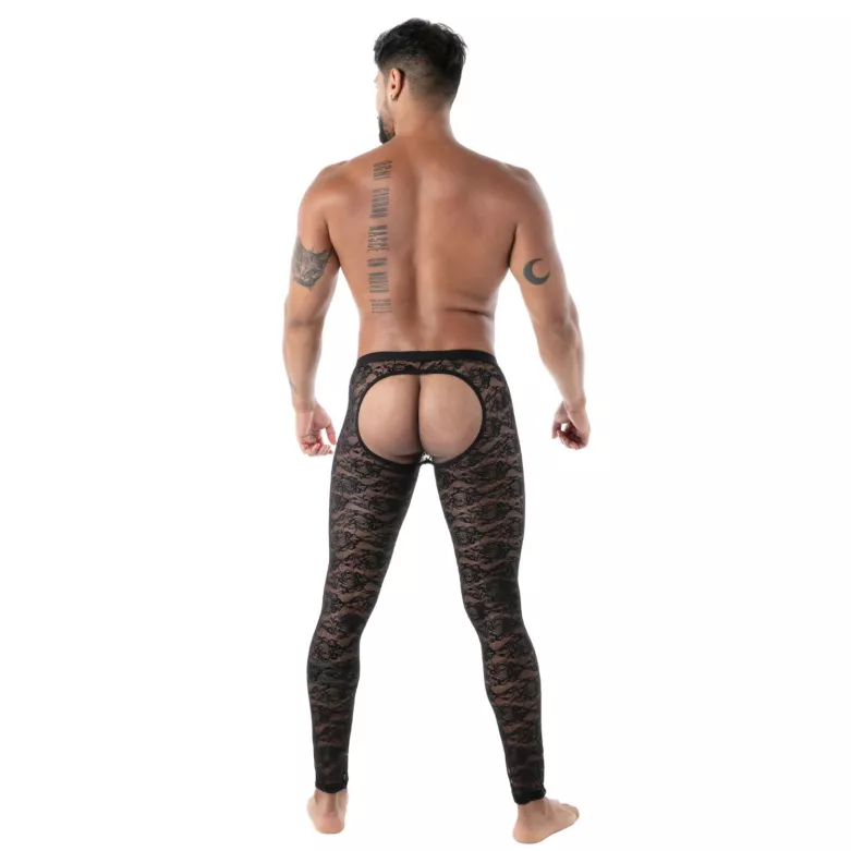 The new fluid lace open legging black from back