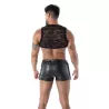 Le Crop top Zippé en Dentelle Fluide Noire Pour Hommes