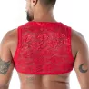 Crop Top Zippé en Dentelle Fluide Rouge