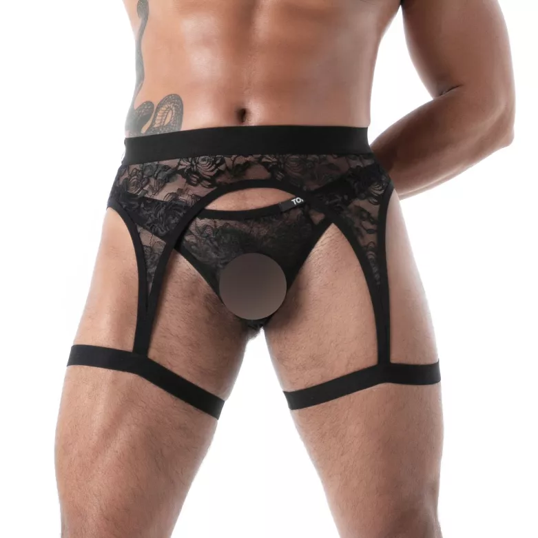 porte-jarretelles en dentelle fluide noir zoom produit