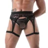 Men with a fluid lace garter strap black
