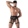 porte-jarretelles en dentelle fluide noir pour homme