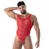 body string en dentelle rouge pour homme